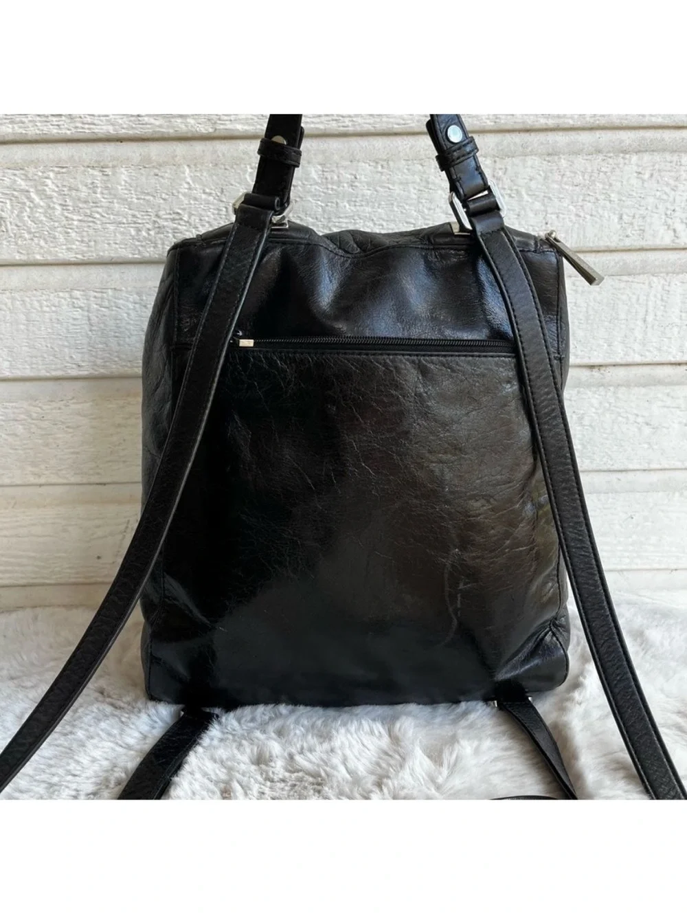 MICHAEL KORS Lisbeth Sable Tribeca Quinn Backpack Shoulder Bag Black Leather